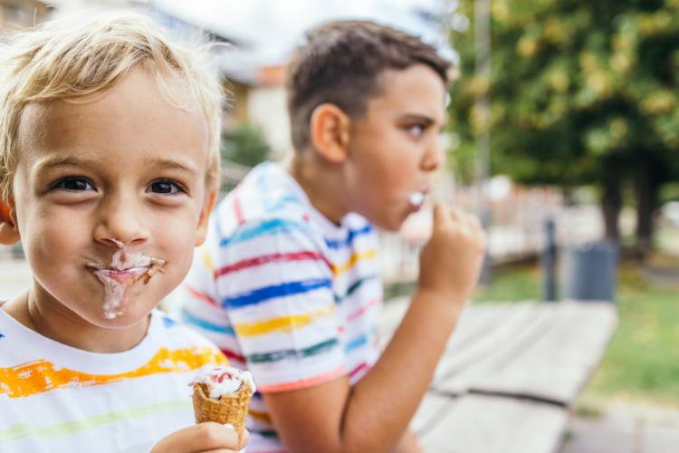 little boy eating ice cream 